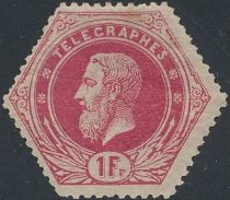 Telegraph Stamp: Leopold II on full background