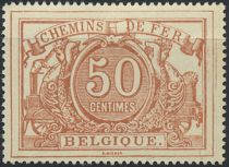 Railway Stamp: White numeral with french text