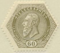 Telegraph Stamp: leopold II on a lined background