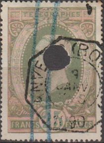 Telegraph Stamp: Leopold II in oval - 1st Edition