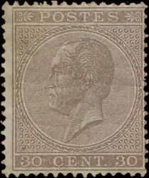 King Leopold I in profile. Perforation 14½ x 14