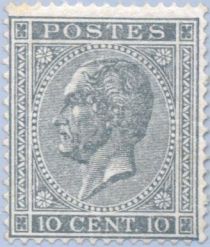 King Leopold I in profile. Perforation 14½ x 14