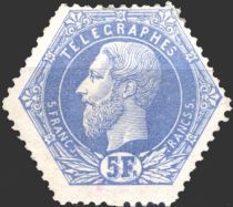 Telegraph Stamp: Leopold II on full background