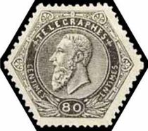 Telegraph Stamp: leopold II on a lined background