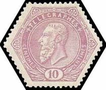 Telegraph Stamp: leopold II on a lined background