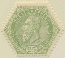 Telegraph Stamp: leopold II on a lined background