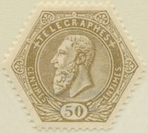 Telegraph Stamp: leopold II on a lined background