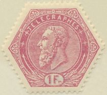 Telegraph Stamp: Leopold II on lined background