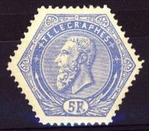 Telegraph Stamp: Leopold II on lined background