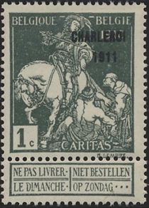 Saint Martin dividing his Cloak - overprinted Charleroi 1911