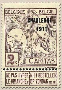 Saint Martin dividing his Cloak - overprinted Charleroi 1911