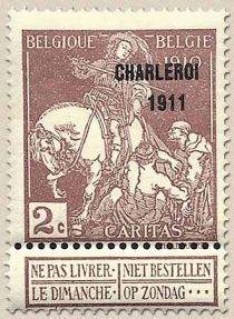 Saint Martin dividing his Cloak - overprinted Charleroi 1911