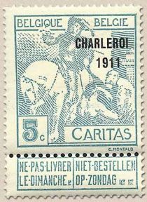 Saint Martin dividing his Cloak - overprinted Charleroi 1911