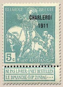 Saint Martin dividing his Cloak - overprinted Charleroi 1911