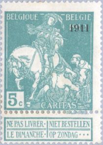 Saint Martin dividing his Cloak - overprinted '1911'