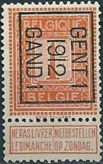 Figure - Typo. overprint with "GENT 1 1912 GAND 1"