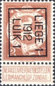 Standing lion - Typo. overprint with LIEGE 1 1912 LUIK 1