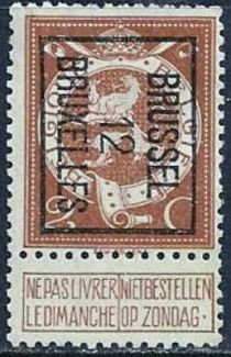 Standing lion - Typo. overprint with BRUSSEL 12 BRUXELLES