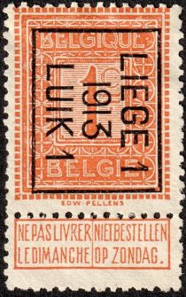 Figure - Typo. overprint with "LIEGE 1 1913 LUIK 1"