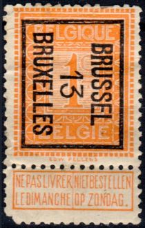 Figure - Typo. overprint with BRUSSEL 13 BRUXELLES