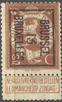 Standing lion - Typo. overprint with BRUSSEL 13 BRUXELLES