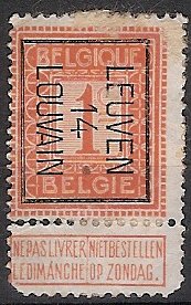 Figure - Typo. overprint with LEUVEN 14 LOUVAIN