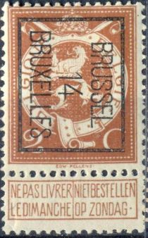 Standing lion - Typo. overprint with BRUSSEL 14 BRUXELLES