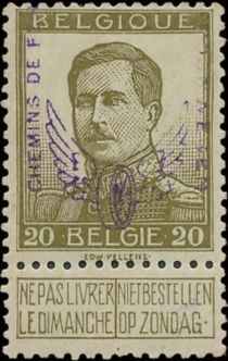 Railway Stamp: Winged Wheel in violet overprint