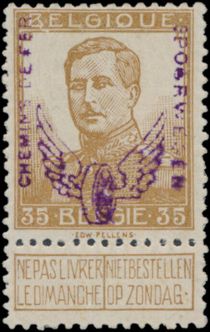 Railway Stamp: Winged Wheel in violet overprint