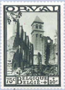 Orval Abbey - Bell tower seen from the ruins