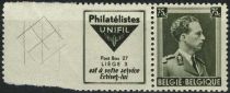 PUB Philatélistes Unifil + King Leopold III 75ct