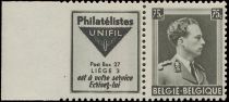 PUB Philatélistes Unifil + King Leopold III 75ct