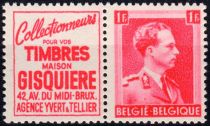 PUB Gisquière Timbres + King Leopold III 1F