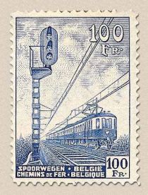 Railway Stamp: Electric Train and Signal