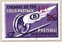 Railway Stamp: Winged Wheel with red surcharge