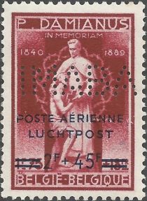 Overprinted 'POSTE AERIENNE-LUCHTPOST' - Perfins