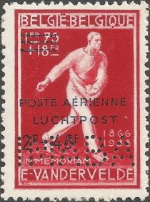 Overprinted 'POSTE AERIENNE-LUCHTPOST' - Perfins