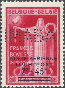 Overprinted 'POSTE AERIENNE-LUCHTPOST' - Perfins