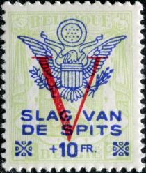 Small Coat of Arms with "V" - Surcharged Dutch