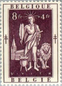 Patron Saint of Sankt-Vith with lion