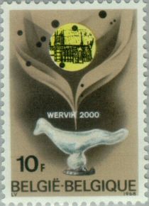 Roman white stone Dove and St. Medard's church - Wervik