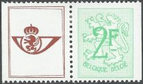 Number on Heraldic lion Stamp + label