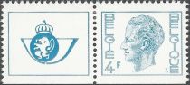 King Baudouin Type "Elström" - booklet stamp + label