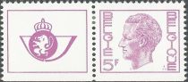 King Baudouin Type "Elström" - booklet stamp + label