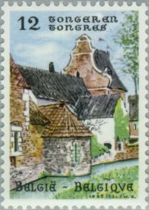 Tongeren - Roman fortress tower and Sainte Catherine church