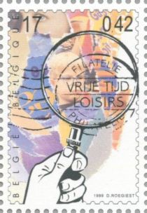 Magnifying Glass Over Stamp (hobbies)