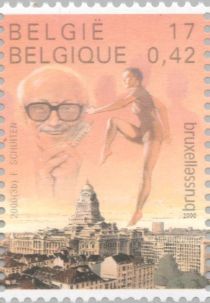 Brussels 2000, European city of culture. Skyline and dancer,