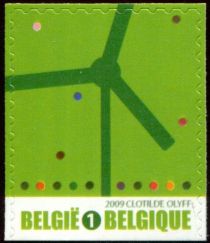 Green stamp: Wind turbine. Selfadhesive