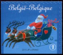 Santa Claus, Reindeer, Sleigh Inland - Left+Bottom imperf