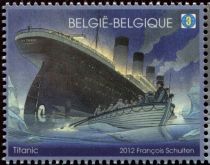 The sinking of the Titanic, 100 year later. Left stamp